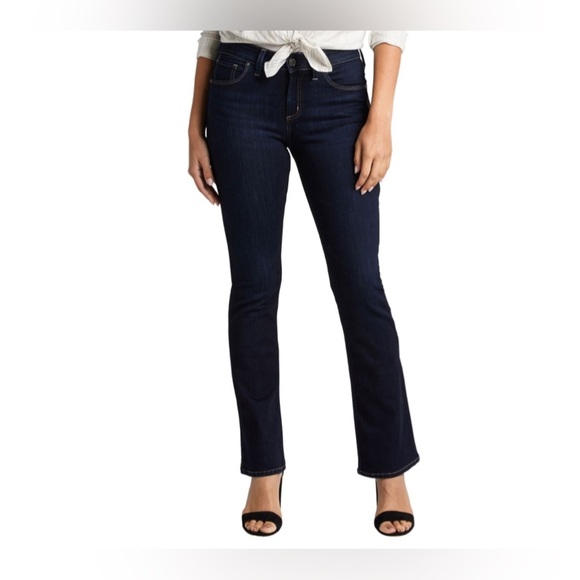 SILVER JEANS Sz 28 x 33 Avery Slim Boot Curvy Fit High Rise Dark  Wash Jeans NEW - Picture 1 of 14